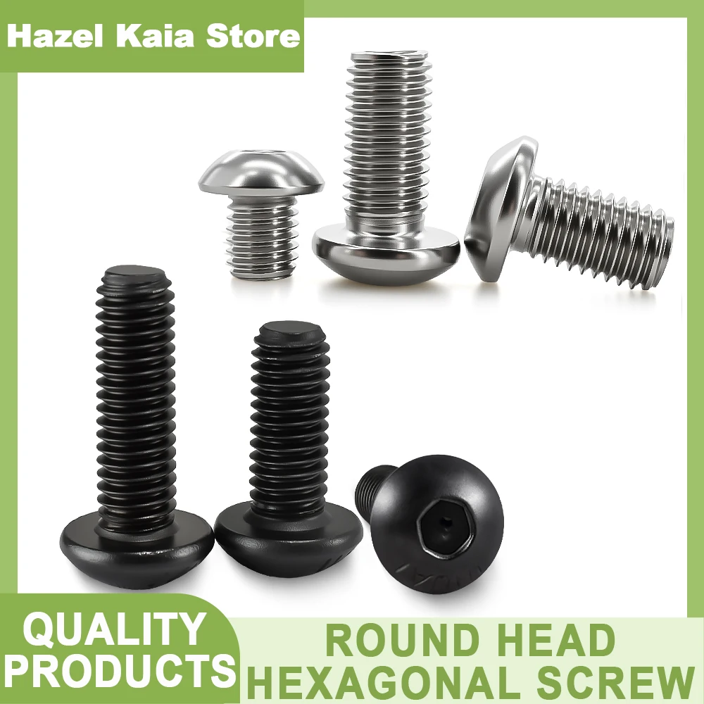5-100pcs ISO7380 304 A2 Round Stainless Steel G10.9 Carbon Steel Hex Socket Screw Button Head Allen Bolt Screws M2M2.5M3M4M5M6M8