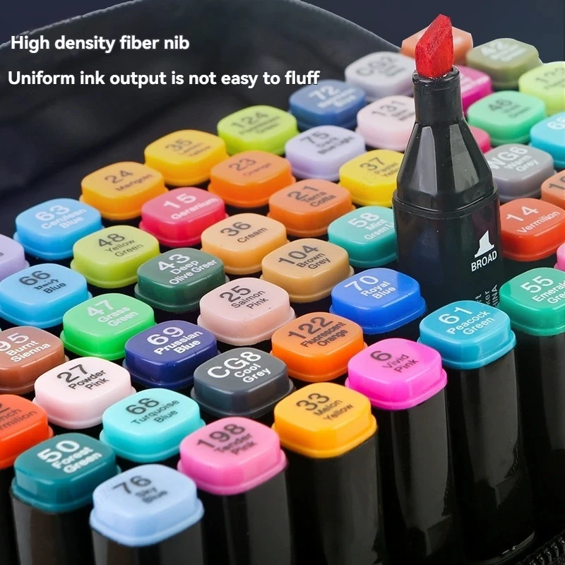 12 Pcs Oily Marker Pen Set Art Alcohol Based Markers Dual Tips Sketching Drawing Graffiti Manga School Art Supplies