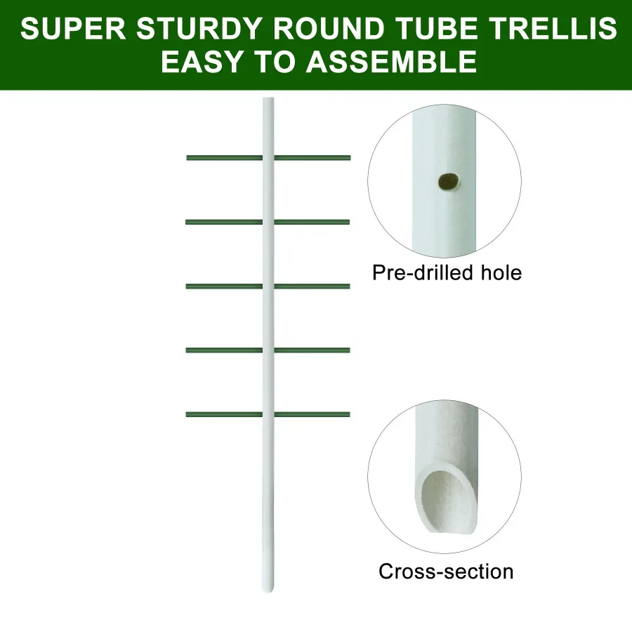 1 قطعة 1.64FT * 5FT الأبيض أنبوب دائري تسلق تعريشة في الهواء الطلق البستنة حامل زهرة والخضروات تسلق تعريشة حديقة وشرفة #5