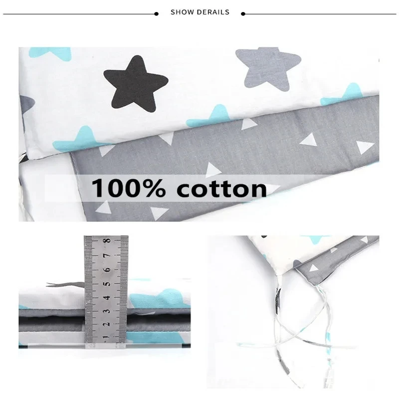 Nordic Stars Baby Bed Thicken Bumpers Zipper Design One-piece Crib Around Cushion Cot Protector Pillows 200*30 CM