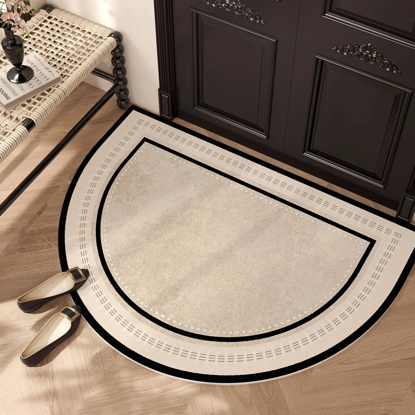 

Коврик для входной двери, нескользящий, износостойкий, грязеотталкивающий ковер, полукруглый, простая текстура, садовый ковер, уличные коврики для домашнего декора