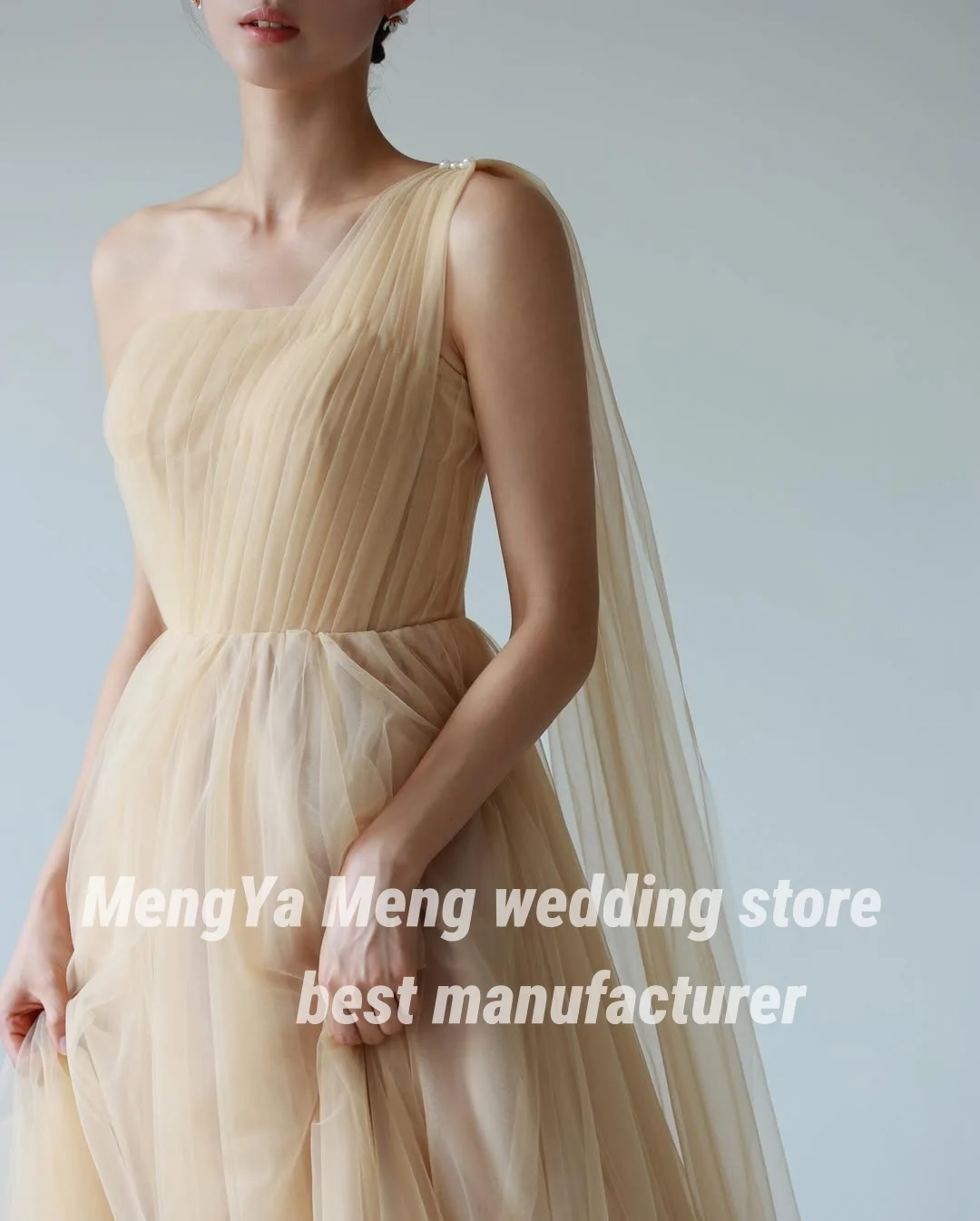 ZHUISHU 맞춤형 요정 원 숄더 한국 Tulle 웨딩 사진 촬영 드레스 코르셋 백 바닥 길이 신부 가운 한국 웨딩 드레스 2025