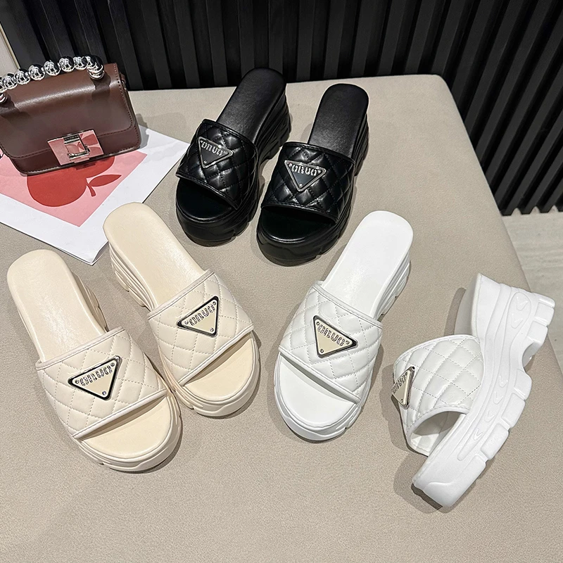 

Женские модные утолщенные тапочки для отдыха, новинка лета 2025, нескользящие простые тапочки с открытым носком на толстой подошве, Zapatos Mujer