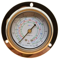 3.8MPa high refrigerant pressure gauge with axial front flange installation is used for various gas, replace Refco or LR gauges