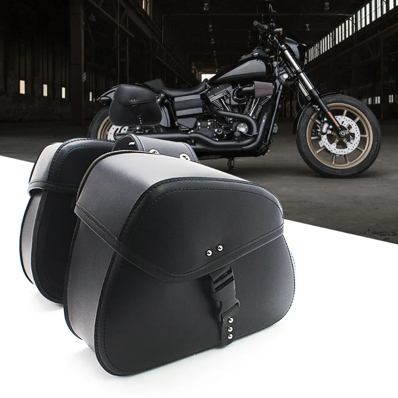

Universal Motorcycle Saddle Side Tool Bag Leather Luggage Saddle Bag Bag Black Honda Yamaha Rear Seat Tool Bag