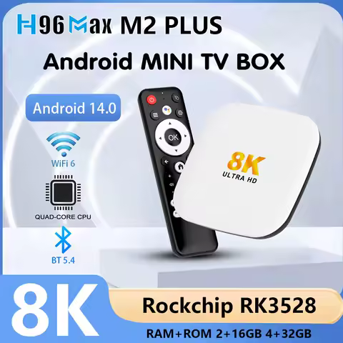 2025 M2 PLUS TV Box Android 14.0 Quad Core CPU Smart TV BOX Wifi6 BT5.4 Media Player 8K Set Top Box Voice Remote Media Player
