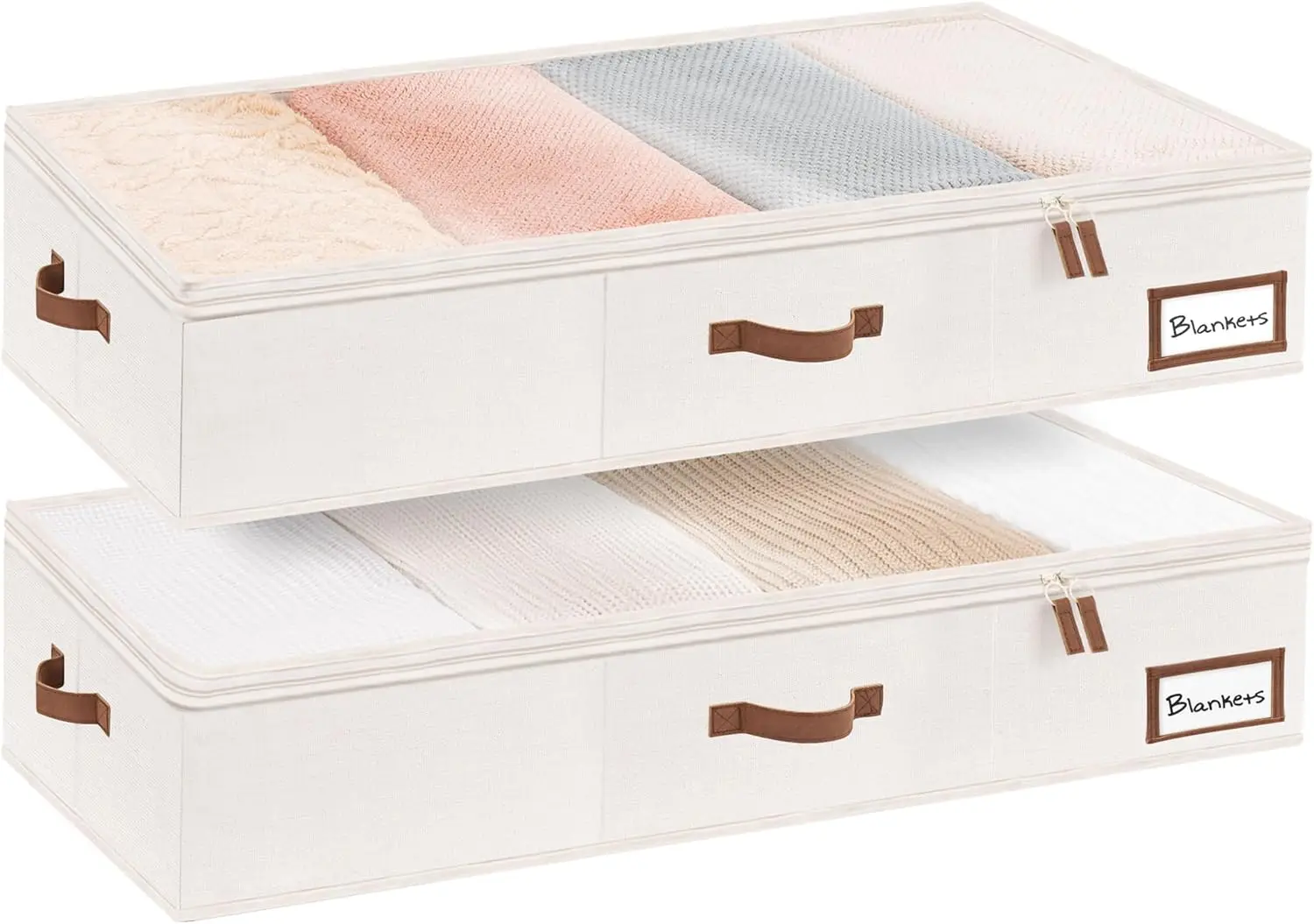 

Extra Large Under Bed Storage Containers with Handles and Label Holder, 2 Pack Ultra-thick Fabric Underbed Bin, Closet Organizer