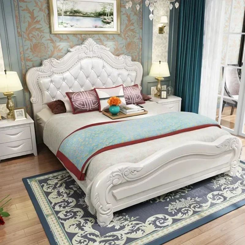 %Nordic Shelves Retro Double Bed Base Wrap Wood Sleeping Full Size Bed Frames Queen Storage master Camas De Casal Furniture