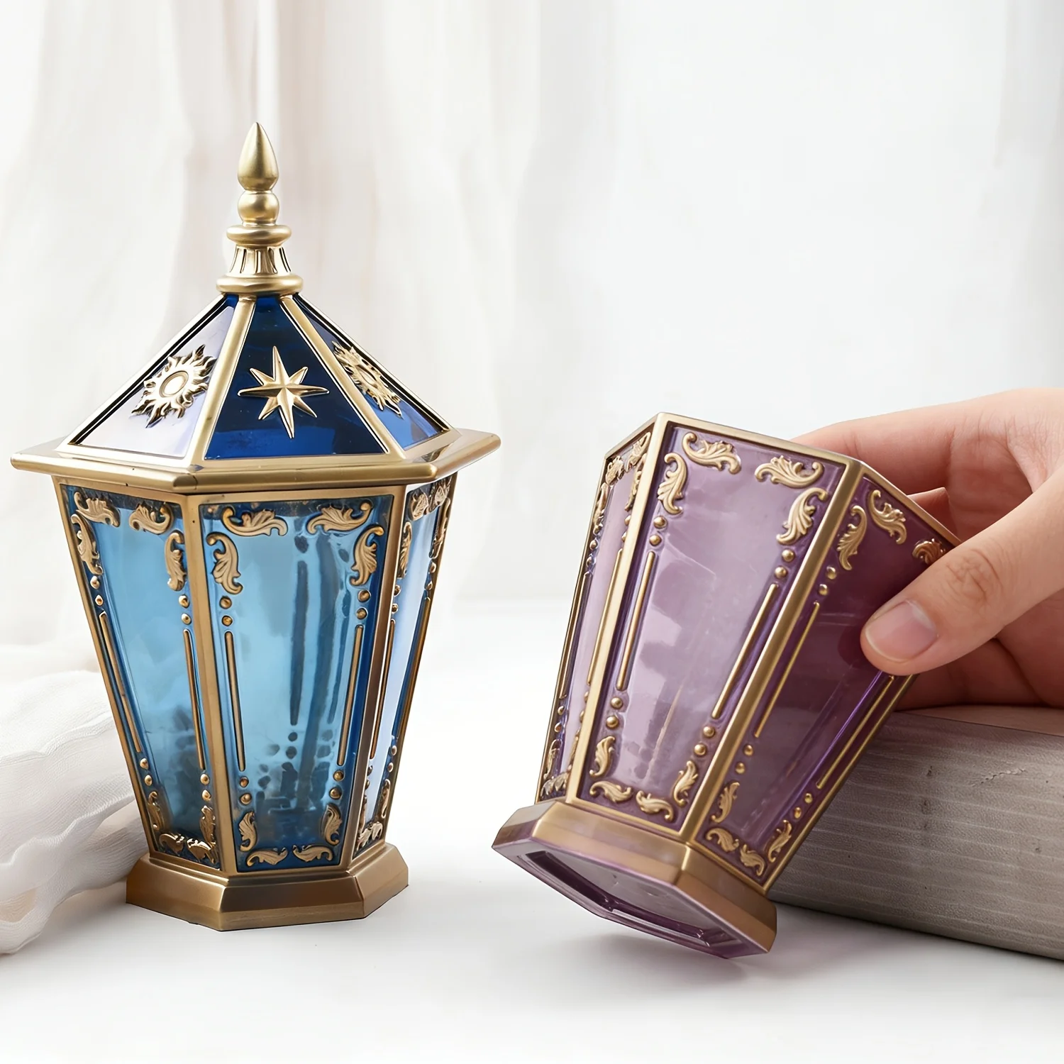 Star and Moon Hexagonal Bottle, with Lid Silicone Container Resin Mold, DIY Jewelry Box, Necklace Jar, Storage Jar, Home Decorat