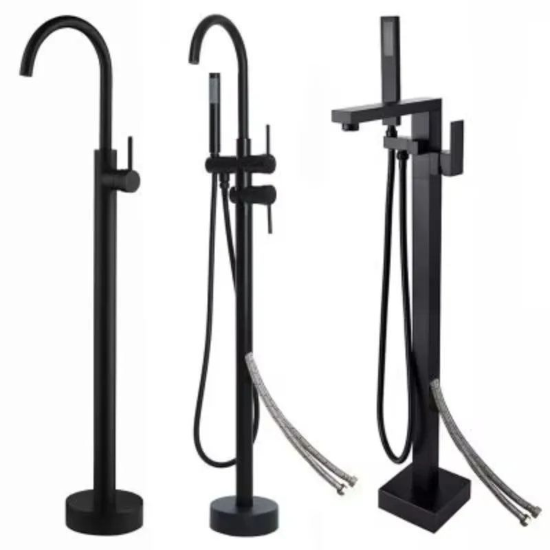 Luxury Roman bathroom stand-alone free-standing bathtub faucet black