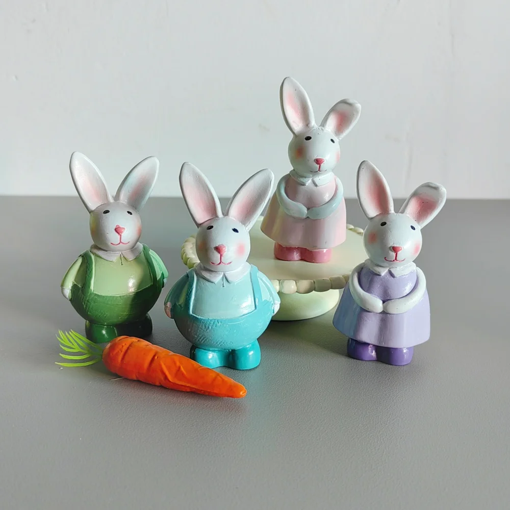1pc Niedlichen Kaninchen Paar Liebhaber Tier Ostern Dekoration Harz Handwerk Miniatur Figur Winzig für Bonsai Fee Garten Wohnkultur