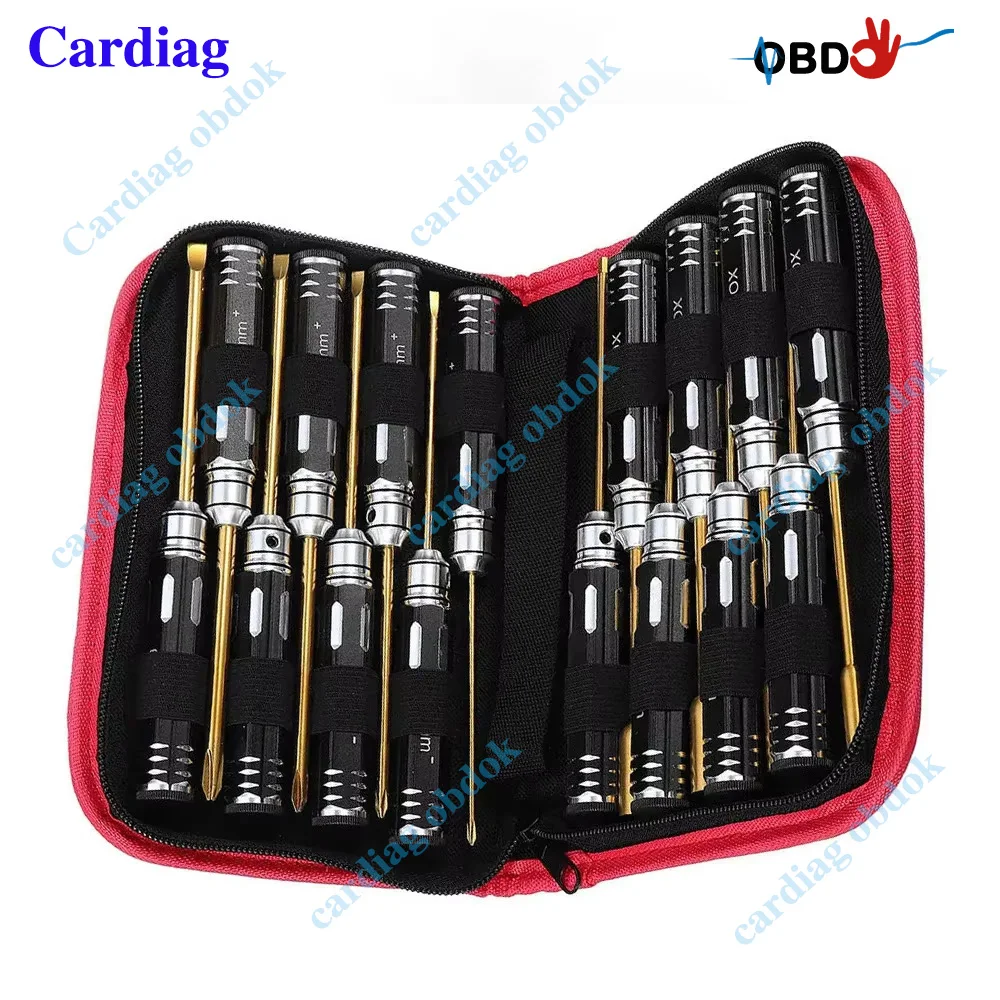 16Pcs RC Vehicle Ship Aircraft Model Tools Kit Set Bolt Driver Slotted Cross Hexagon Socket tool Aluminum Alloy Screwdriver
