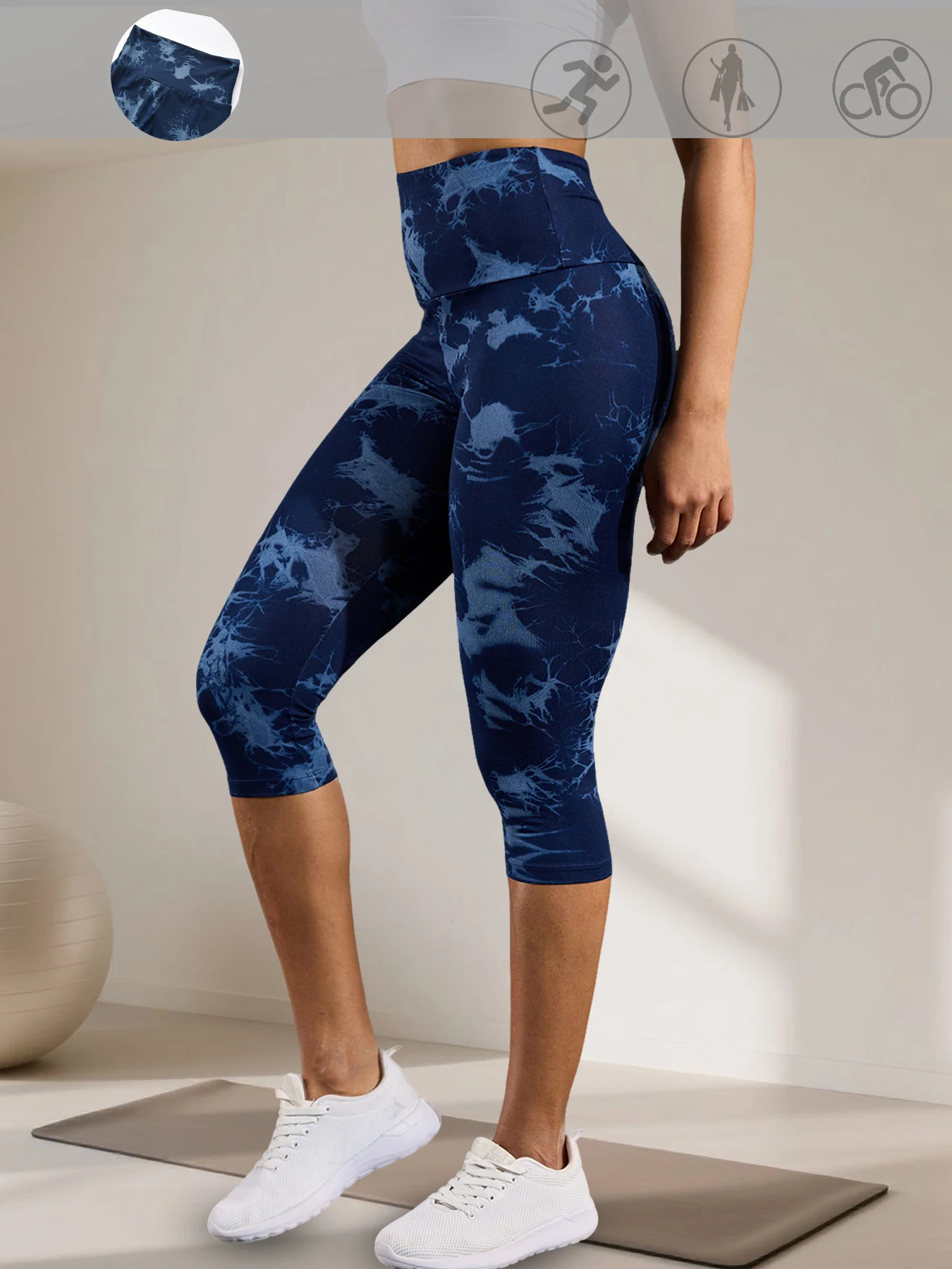 Women's High Waisted Capri Pants Super Soft Tummy Control No See Through Workout Yoga Running Athletic Push Up Gym Leggings