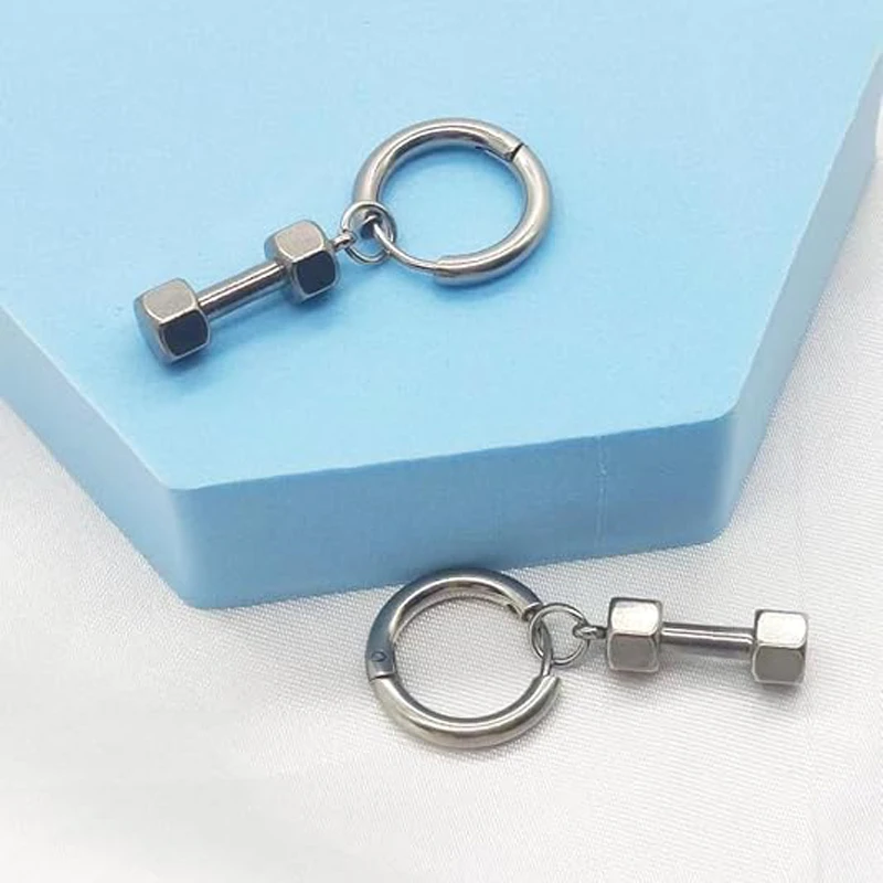 الدمبل هوب أقراط للرجال النساء الفضة الفولاذ المقاوم للصدأ Kpop العصرية الشرير القوطي الحديد استرخى أقراط لهدايا صديقها #5