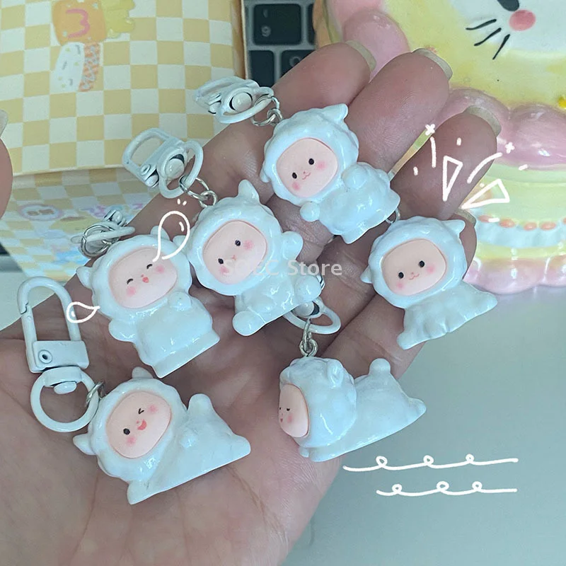 Cartoon Sheep Key Chain Cute Lamb Bag Pendant Keychain Kawaii Animal Key Fob Car Key Holder Accessories