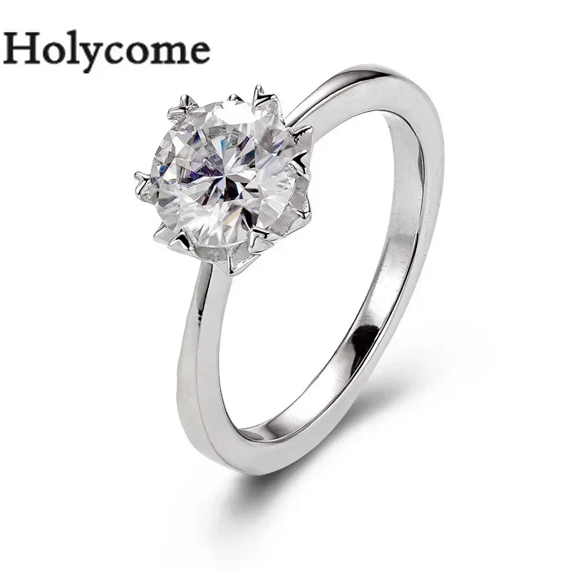 

2024 Holycome Moissanite Fashion Style Sterling S925 Silver PLATED ROUND Cut Exquisite RING VVS1 Clarity Dazzling Gems Jewelry