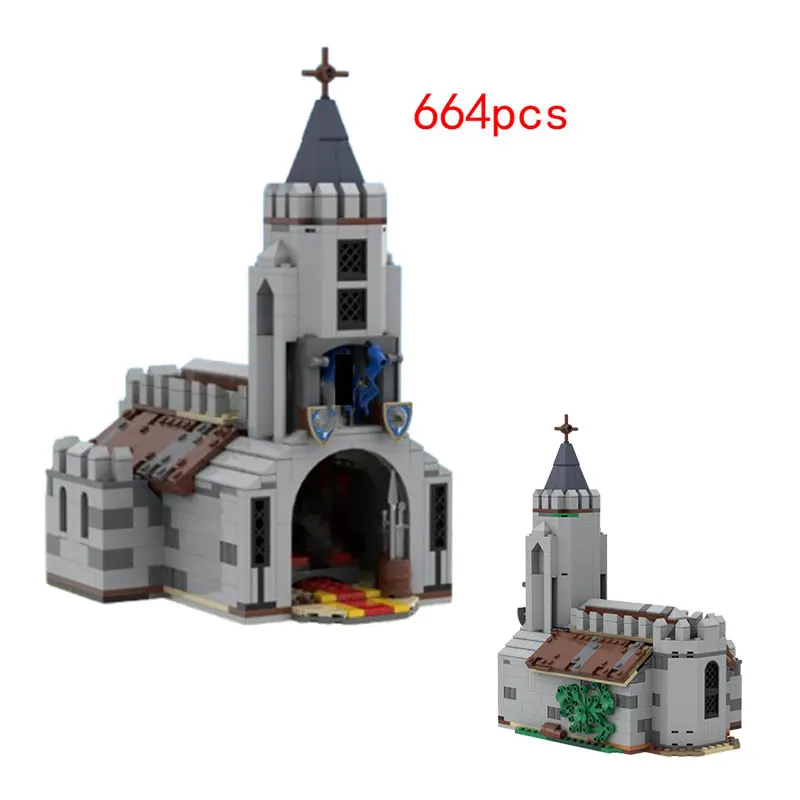 

MOC-232106 small particle assembly building blocks medieval mini building church 119709 water mill model toy gift