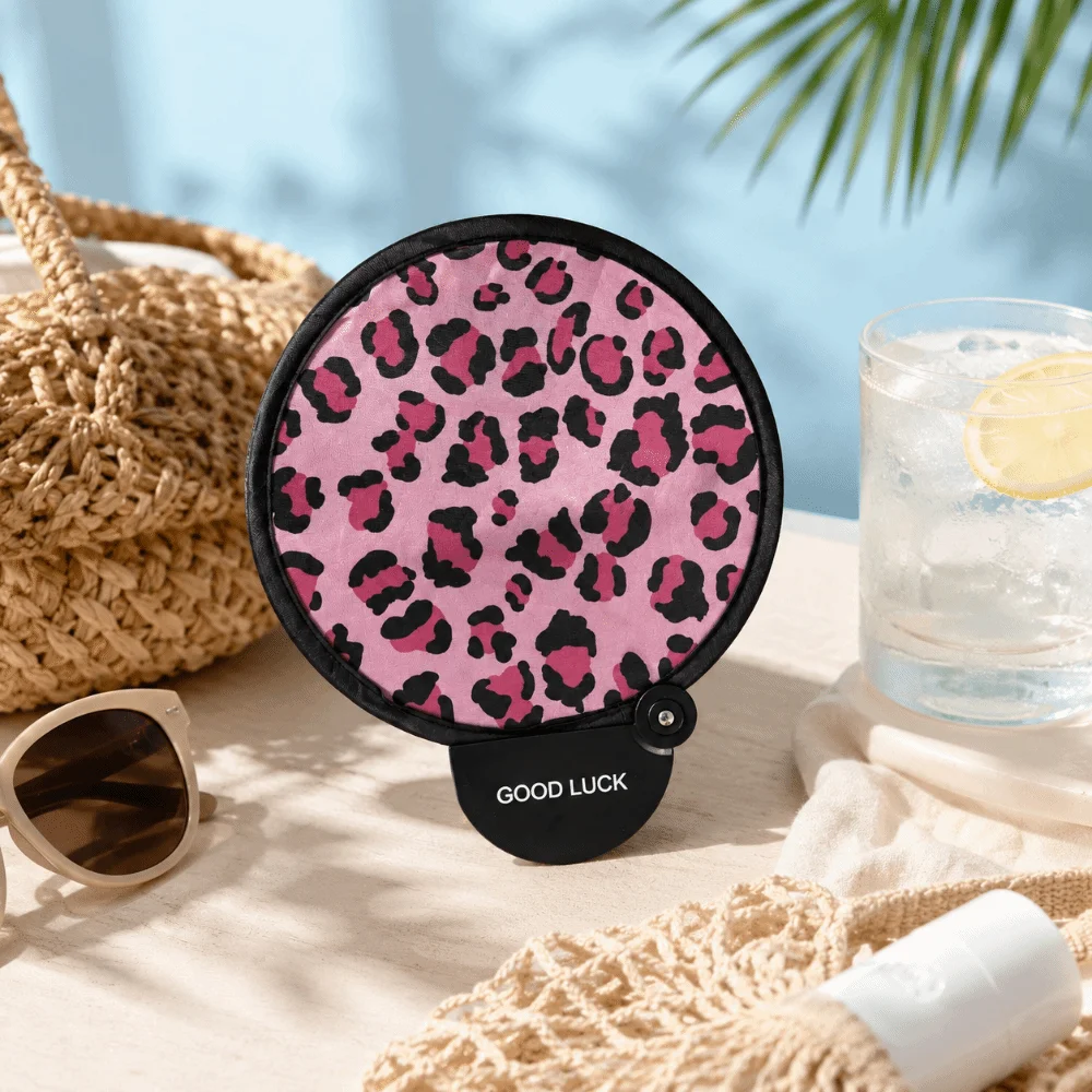 Creative Football Pattern Foldable Hand Fan Pocket Size Summer Round Fan Lightweight Mini Handheld Fan Travel
