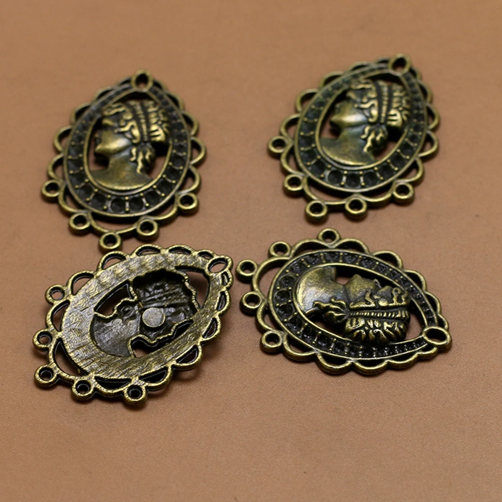 

10 Retro Beauty Head Pendants Stainless Steel Alloy Charm Jewelry Making DIY Necklace Bracelet Earrings Project Accessories