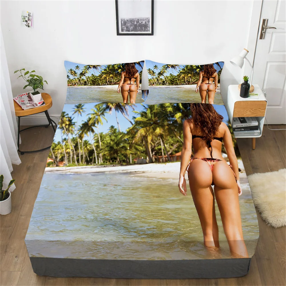 

3D Comforter Cover Set High Quality Print Bed Sheet King Beds Size Bedding Suit Sexy Girl Fitted Sheet Sets Bedspreads Bedsheet