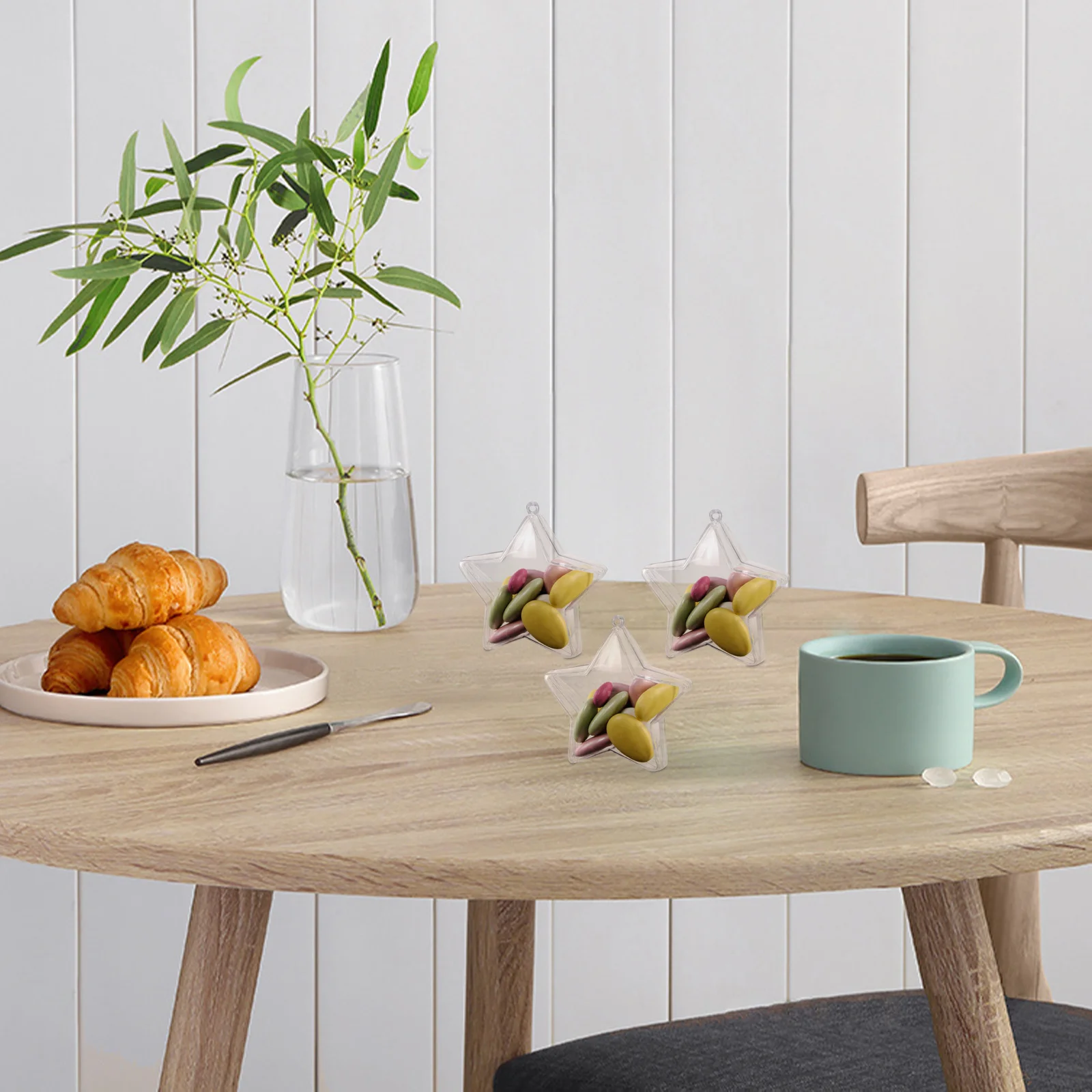 

12pcs Christmas Ball Transparent Candy Box Star Shape For Wedding Party Candy Container Storage Case Treats Gift Decor