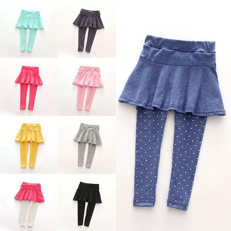 Spring And Autumn New Children\'S Wear Korean Version Of Girls Wool Rack Culottes Round Spot Leggings Children\'S Nine-Point Pants