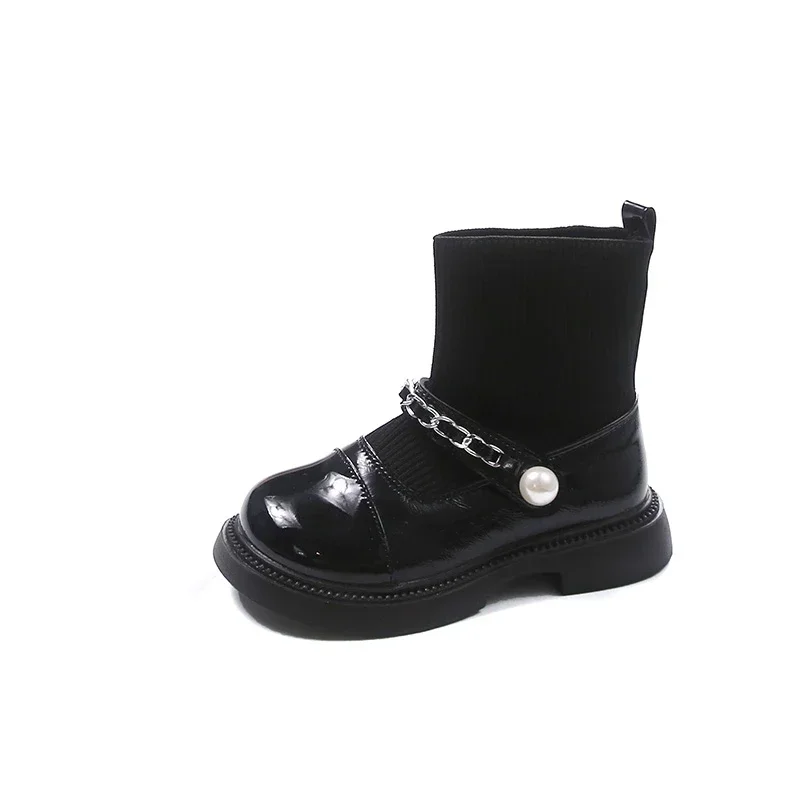 2024 Children Leather Shoes for Girls Autumn Winter New Fashion Korean Style Soft Bottom Anti-slippery Versatile Princess Shoes