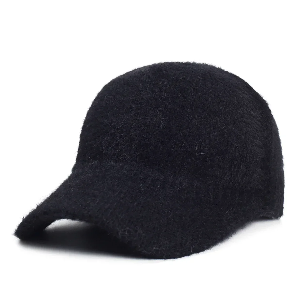 2025 New Fashion Fluffy Baseball Cap Men Women Knitted Warm Winter Solid Color Casual Elegant Hairy Fluff Hat Gorras De Béisbol