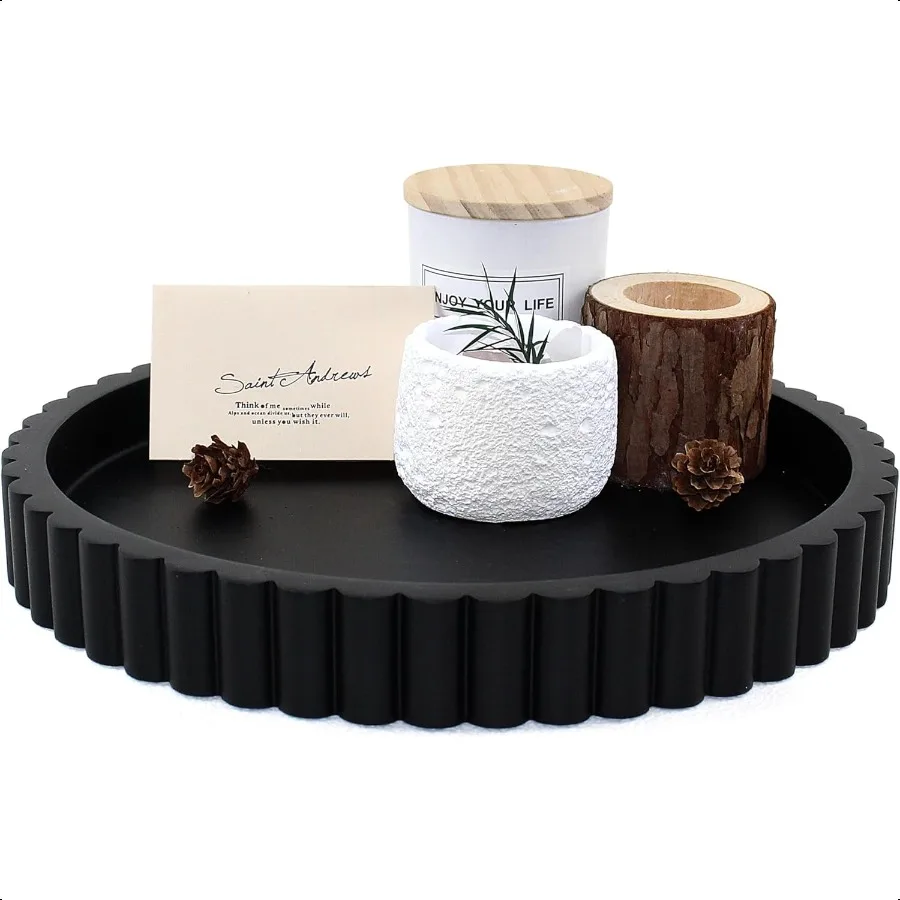 Decorative Coffee Table Tray 11 Round Resin Coffee Table Centerpiece Tray for Home Decor Modern Organizer for Living Room Conso