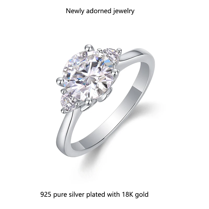 

European and American Amazon best-selling S925 sterling silver set with sparkling fashion versatile 2.2CT moissanite closed high