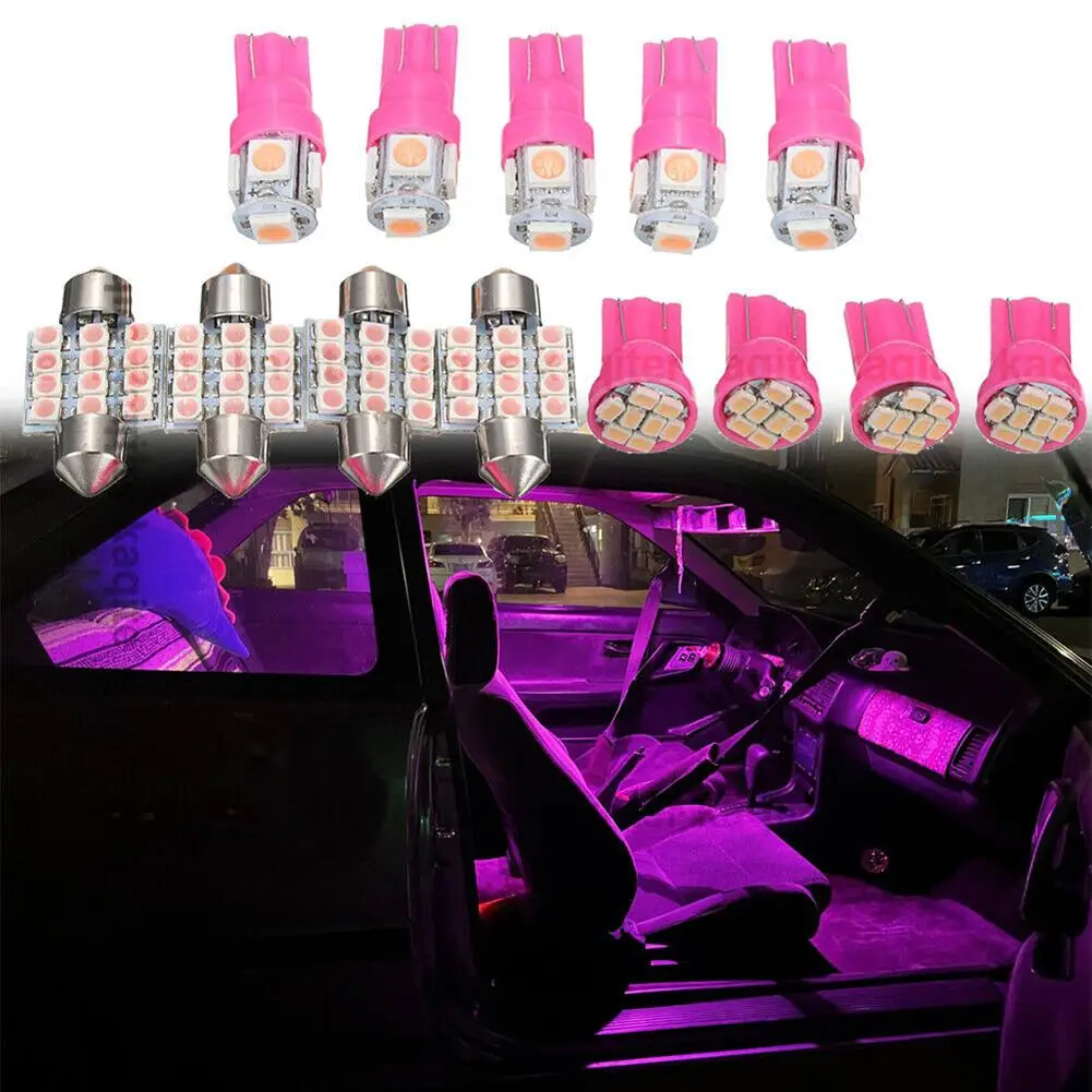 Reading Light License Lamp 13pcs Accessories Car Interior For Dome LED Lights Pink Replacement T10 & 31mm Festoon