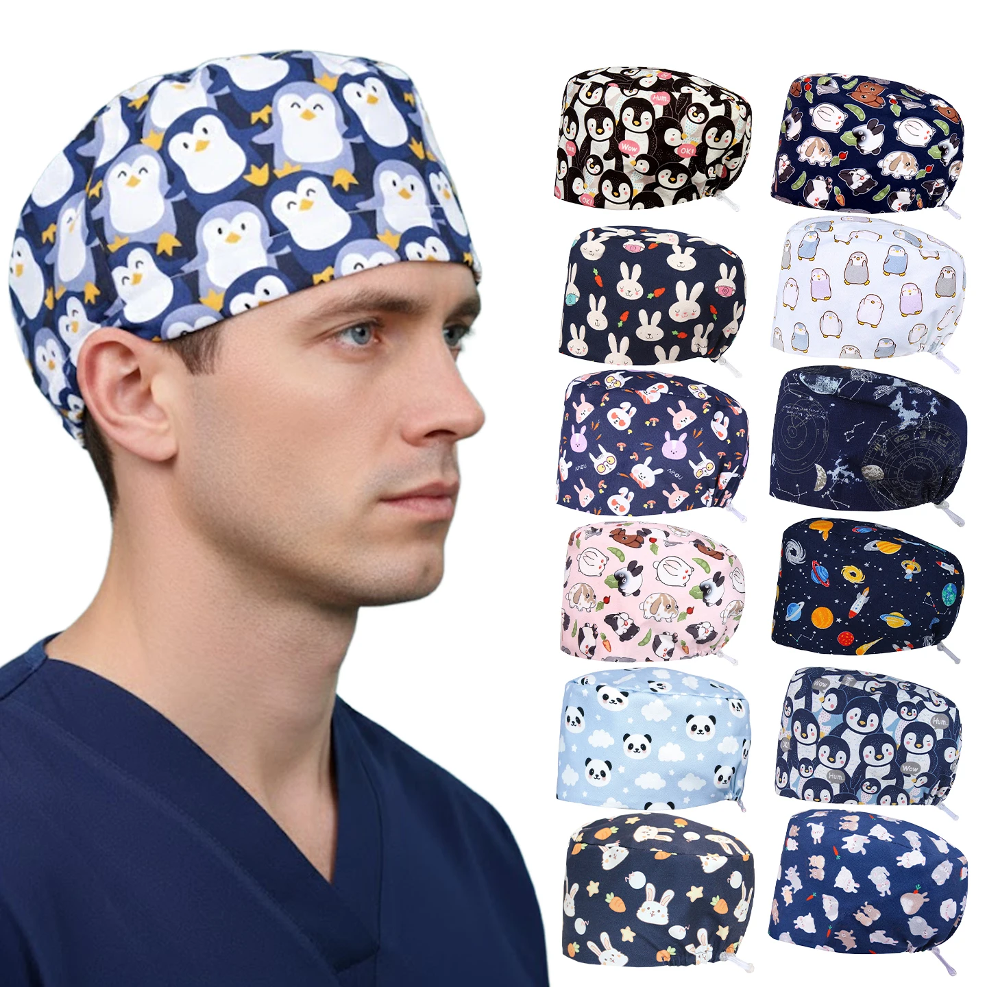 

Dropshipping Medical Caps Doctor Nurse Scrub Hats Surgical Caps Hospital Clinic Nursing Caps Dental Working Hats Cotton