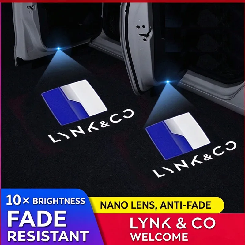 2Pcs For LYNK & CO 01 02 03 05 09 Led Car Door Opening Warning Welcome Lights Projector Emblem