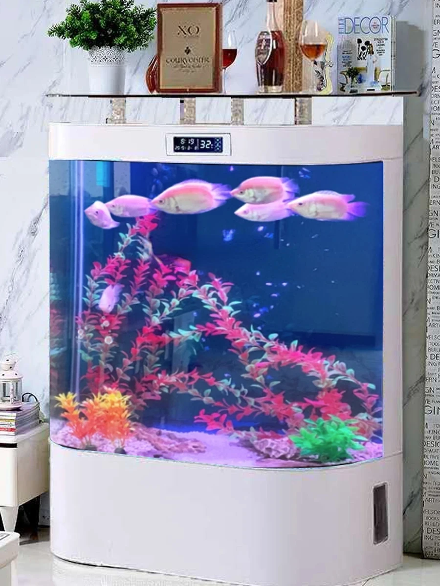 

Аквариум для жилой комнаты, экран, бытовое стекло, меняющий воду, нижний фильтр, бесшумный, светильник, роскошный аквариум