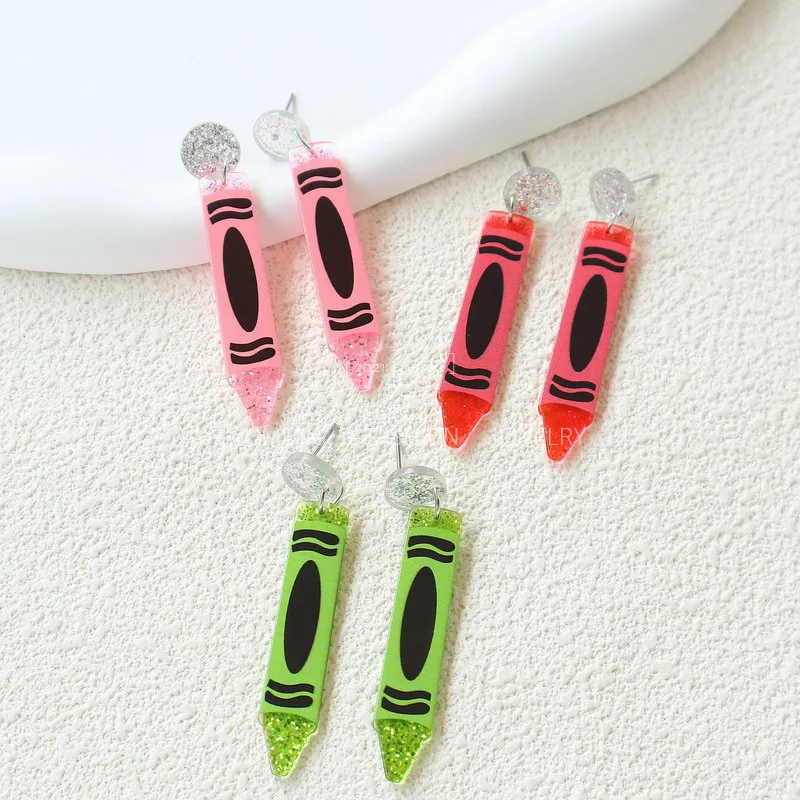 2026 Fashion Women Earrings Wholesale Back to School Teacher's Day Printing Acrylic Dangle Drop Earrings Women