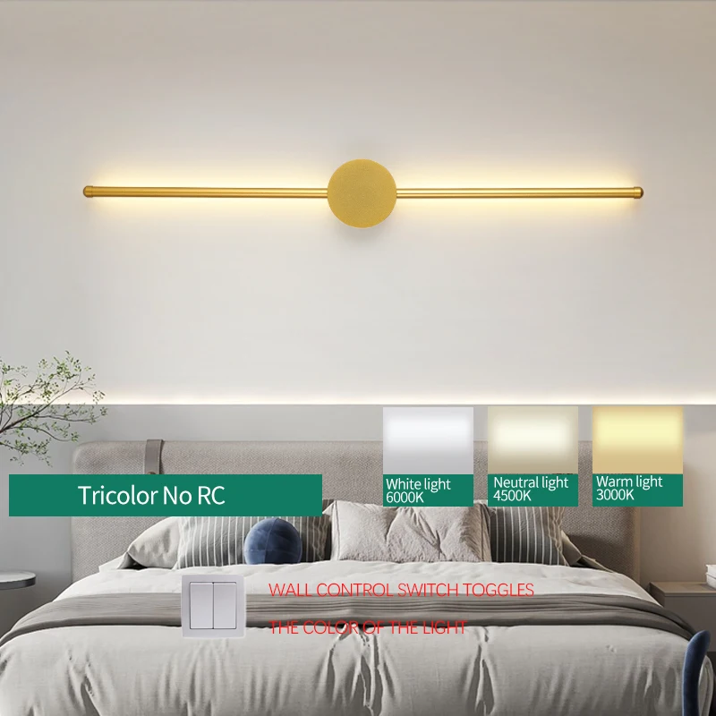 60/80/100CM Modern LED Wall Sconce Strip Aluminum Wall Lamp For Bedroom Bedside Living Room Background Decor Lighting Fixtures