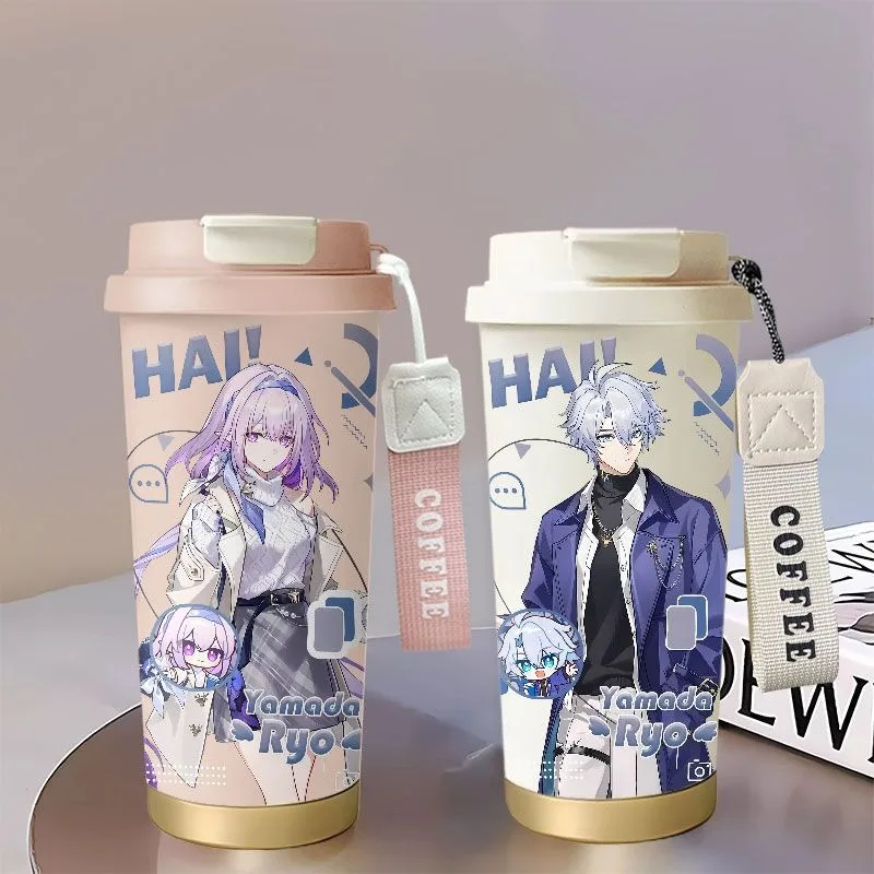 

530 мл Game Luckin Coffee X Honkai: Star Rail Косплей Castorice Phainon Изолированная чашка из нержавеющей стали 316 с двойной соломинкой для питья