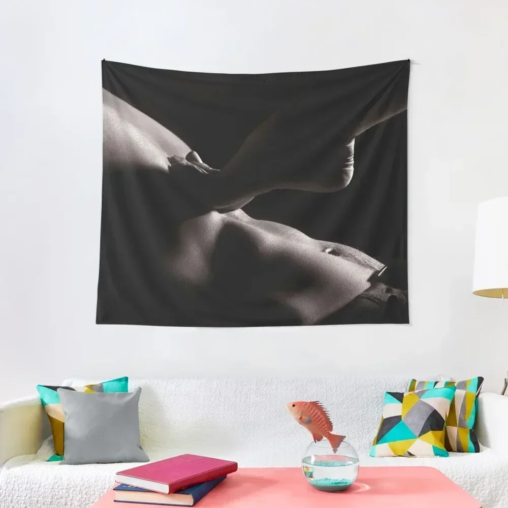 Woman foot on bare man chest sensual body parts closeup art print Tapestry Wall Art Christmas Decoration Tapestry