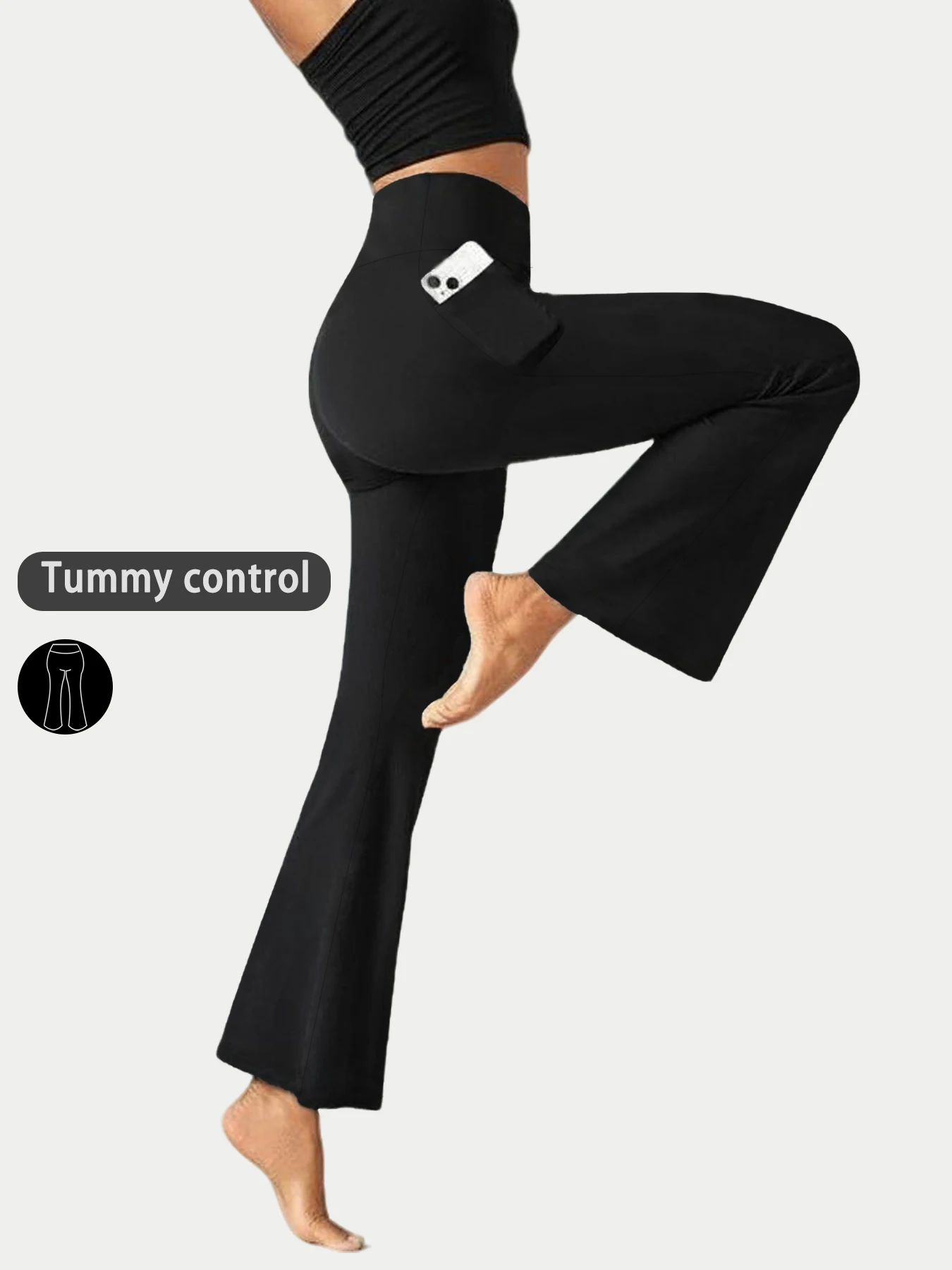 

Women's High Waisted Flare Pants with Pockets - Super Soft Tummy Control Push Up Design for Yoga Gym Workout casual wear