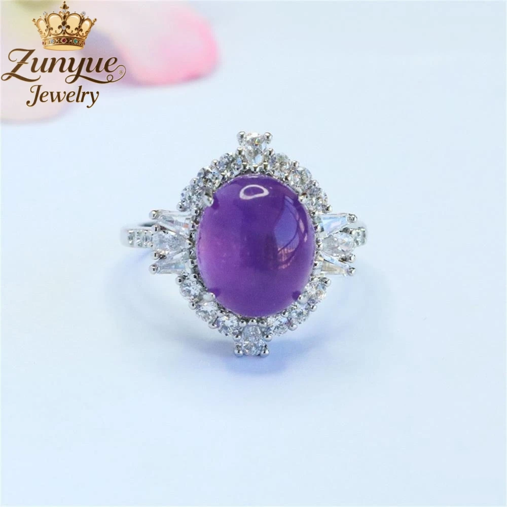 High-End Natural Amethyst Set With Diamond Hollow-Out Ring Luxury Quality Fashion Fine Jewelry Exquisite Elegant Charms Popular