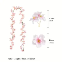 1pc 5.6ft Artificial Sakura Flowers Vine Wedding Garden Rose Arch Home Party Decoration Spring Bridal Fake Silk Scrapbook Plants 5