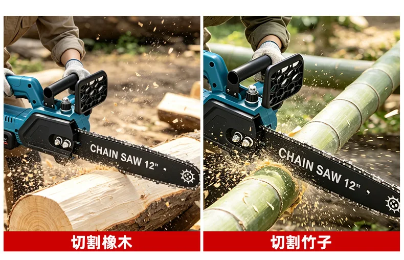 Utility 12 Inch Cordless Lithium‑ion Chainsaw High‑Power Handheld Electric Saw Tree Felling Wood Log Cutting