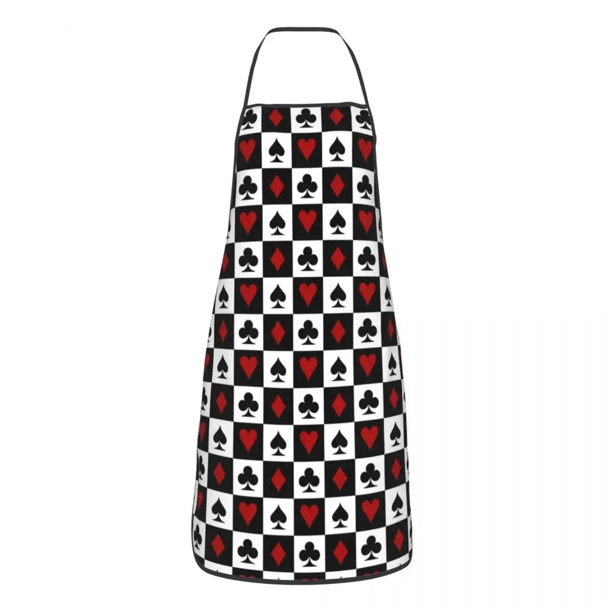 Checkerboard Playing Card Suits Pattern Bib Apron Adult Women Men Chef Tablier Cuisine for Cooking Kitchen Checkered Baking