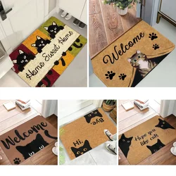 Lovely Cat Pattern Mat Home Indoor Welcome Cartoon Design Doormat Non-slip Entrance Floor Carpet Washable Bathroom Bedroom Rug