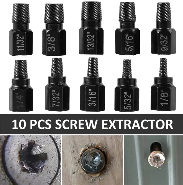 10-teiliges Schraubenausdreher-Set aus legiertem Stahl, Easy-Out-Bohrer für beschädigte Bolzen mit roter Tragetasche – Detail 10