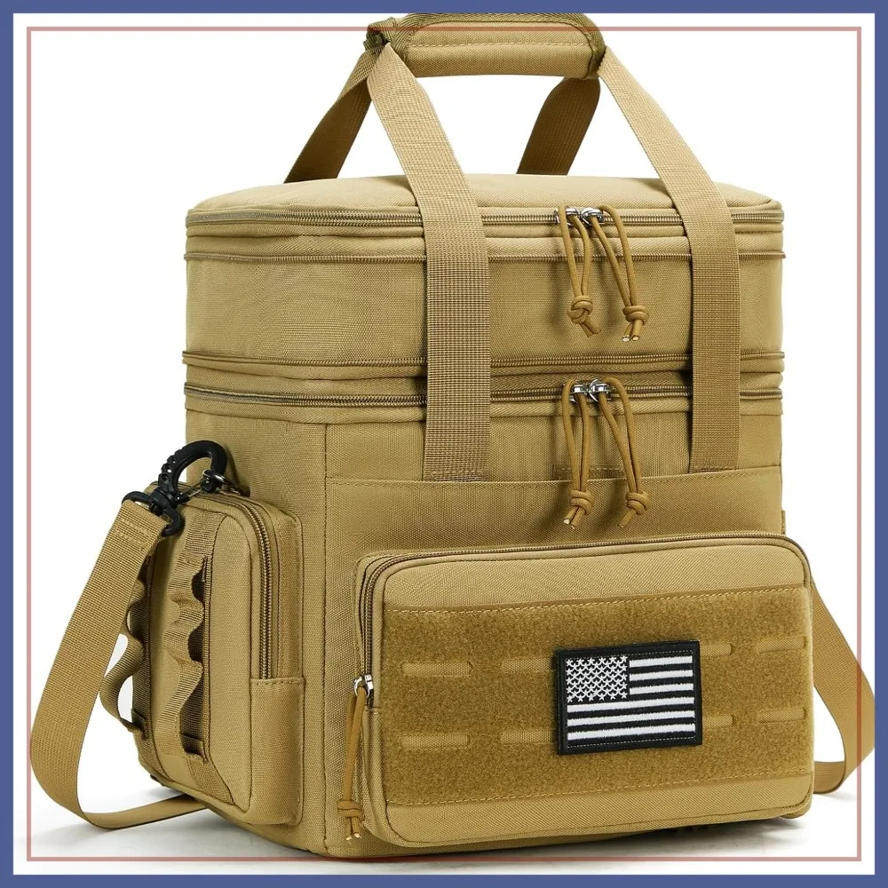 

Large Insulated Lunch Bag for Men - Double Deck Expandable Cooler for Work, Beach, Camping, Travel (23L, Brown)