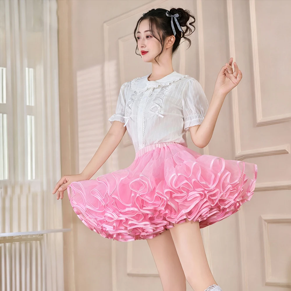 Multi colored Lolita Skirt Support Violent Boneless Dopamine Puff Skirt Lolita Short Daily Duck Butt Skirt Support