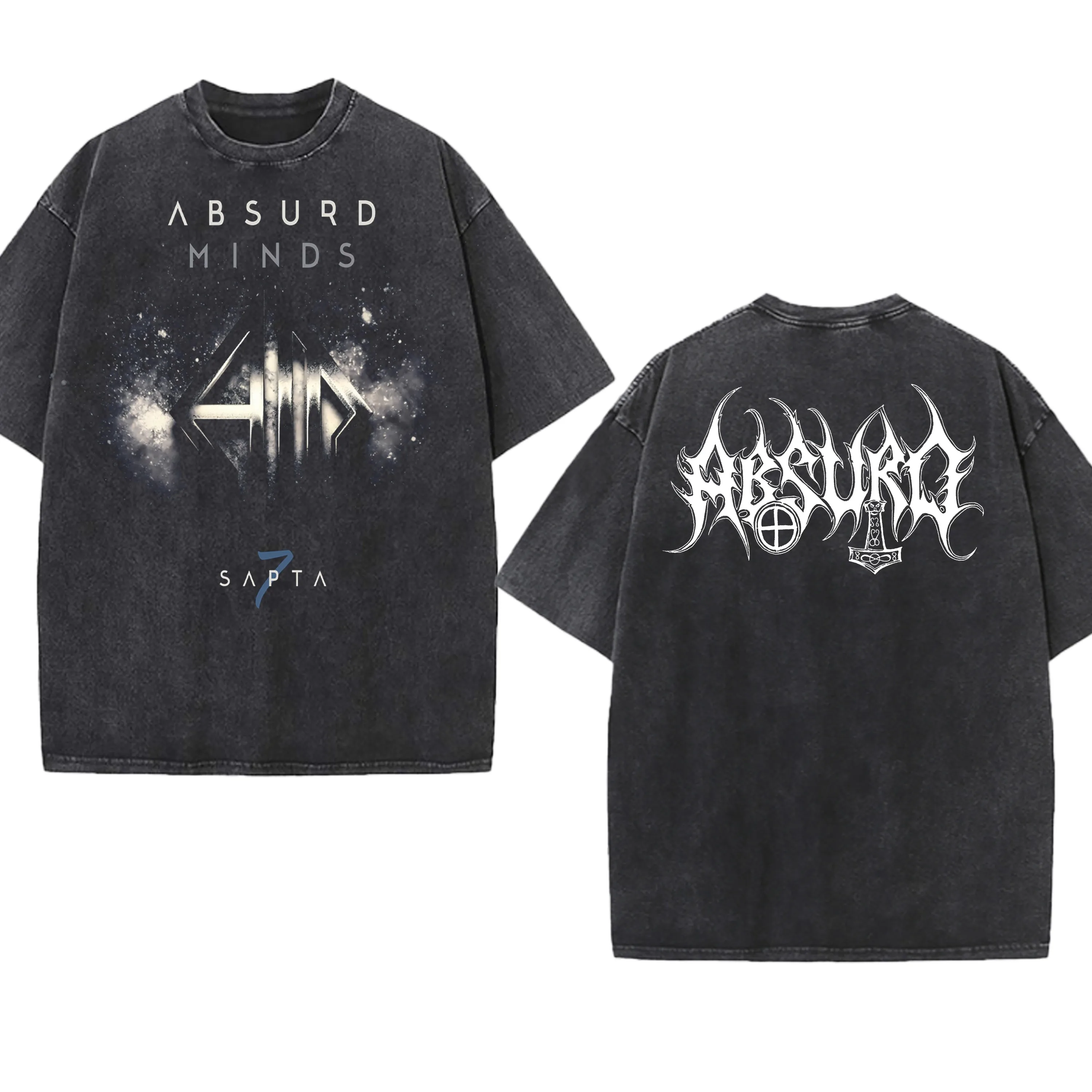 Black Metal Absurd Washed T Shirt Band Gothic Gift Mens Clothing Graphic Vintage Hip Hop T-shirt Streetwear Tees Short Sleeve