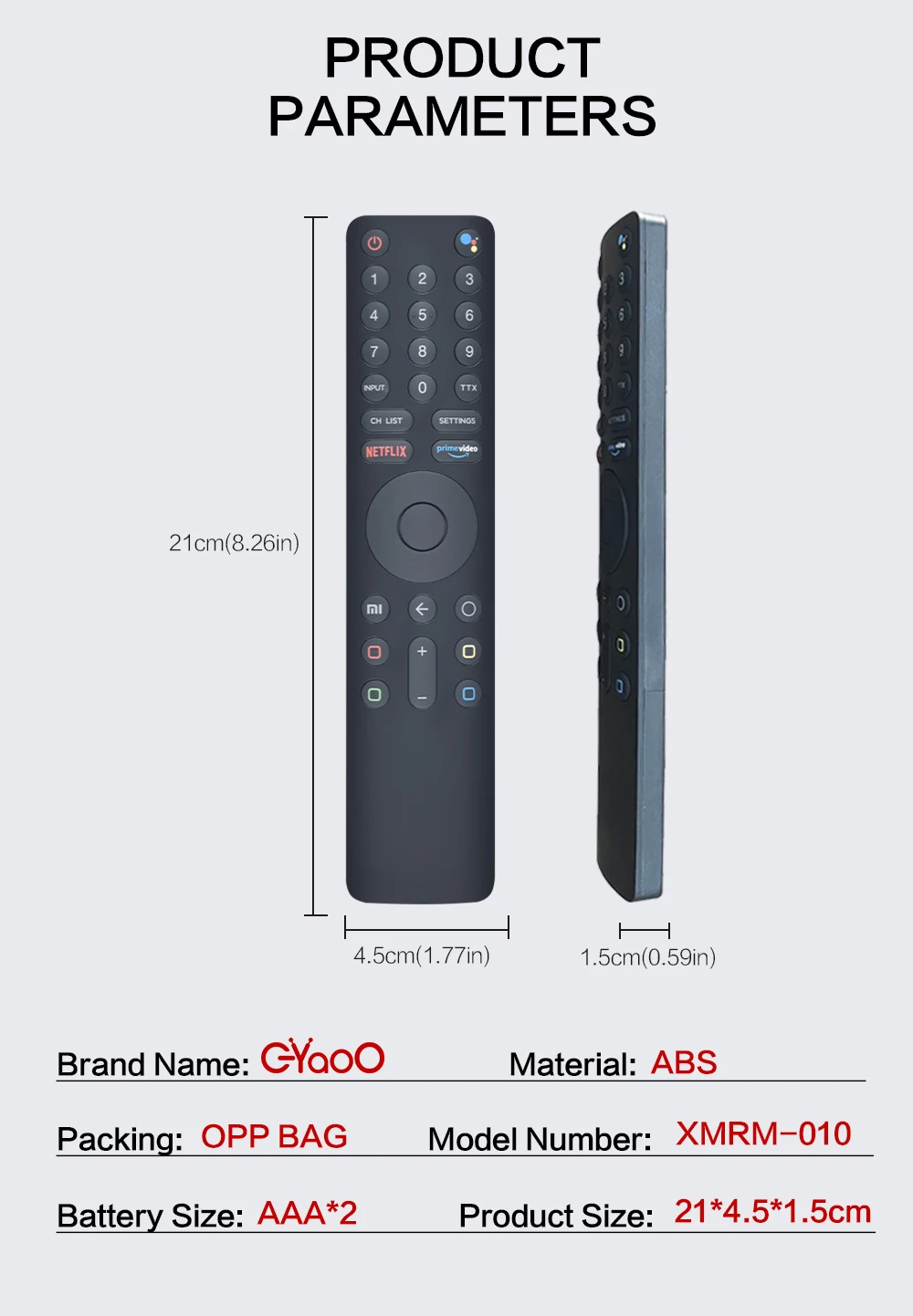 Leyf Télécommande De Rechange Xiaomi Mi Stick - Compatible MI TV 4S 4A, Bluetooth, Netflix Prime Google Assistant