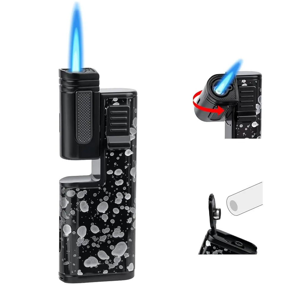 

Ailexpress Recommendation - Small Torch Lighter, Refillable Butane Lighters with Foldable Punch, Adjustable Windproof Jet Flame